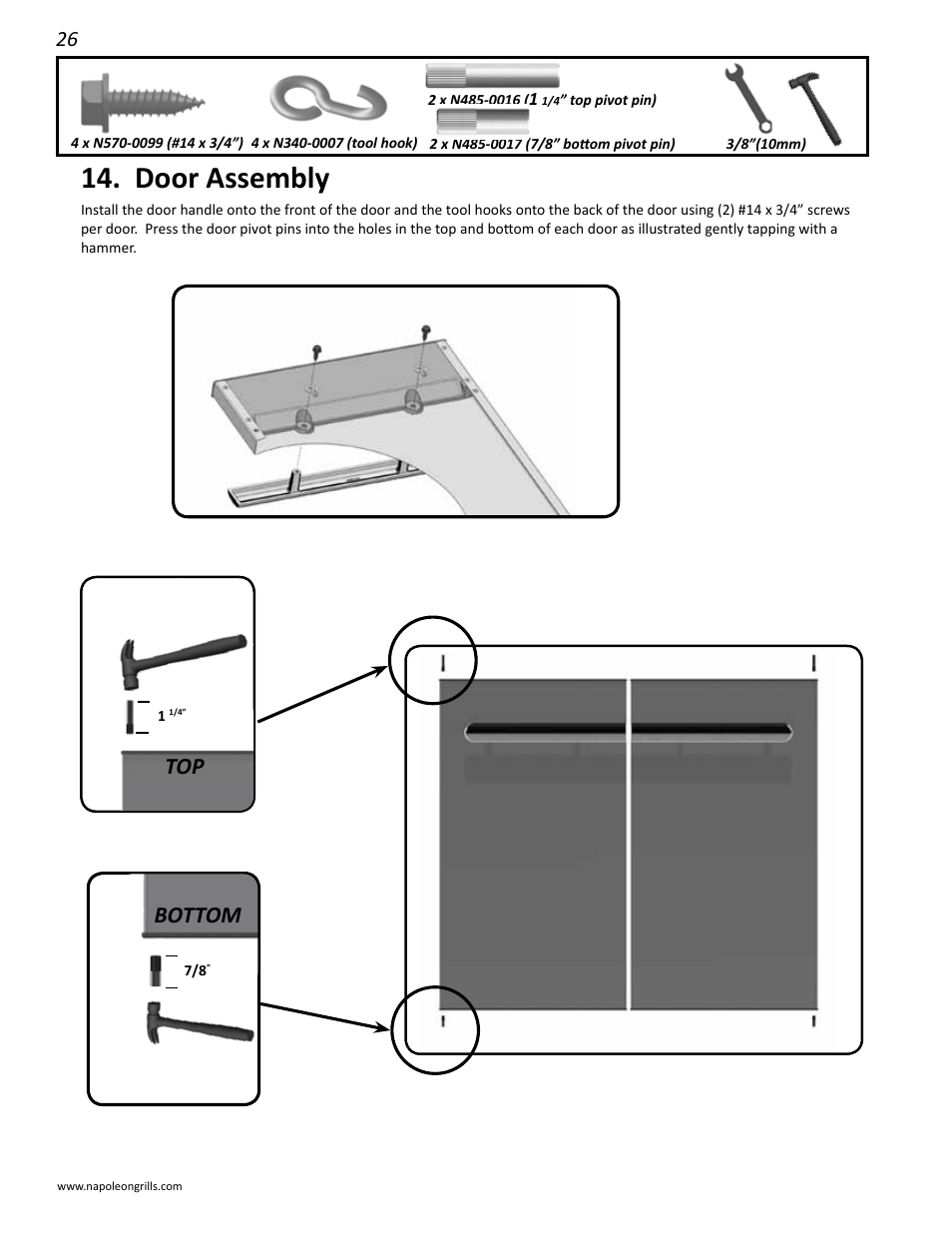 Door assembly, Bottom | Napoleon Grills LD485RSIB User Manual | Page 26 / 40