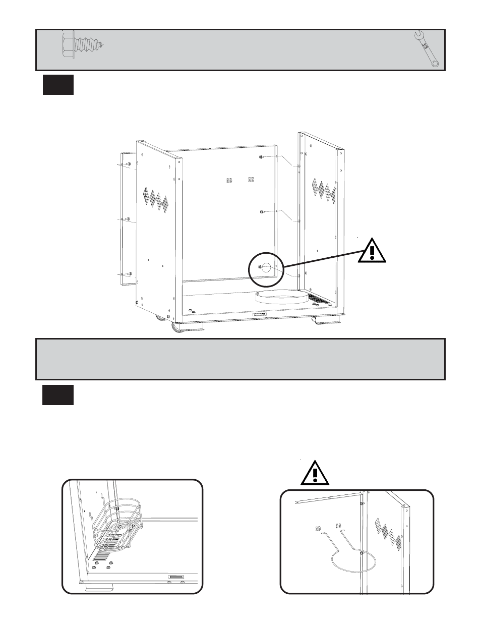 Condiment basket / propane tank mount installation, Rear cart panel installation | Napoleon Grills MIRAGE 485 User Manual | Page 14 / 28