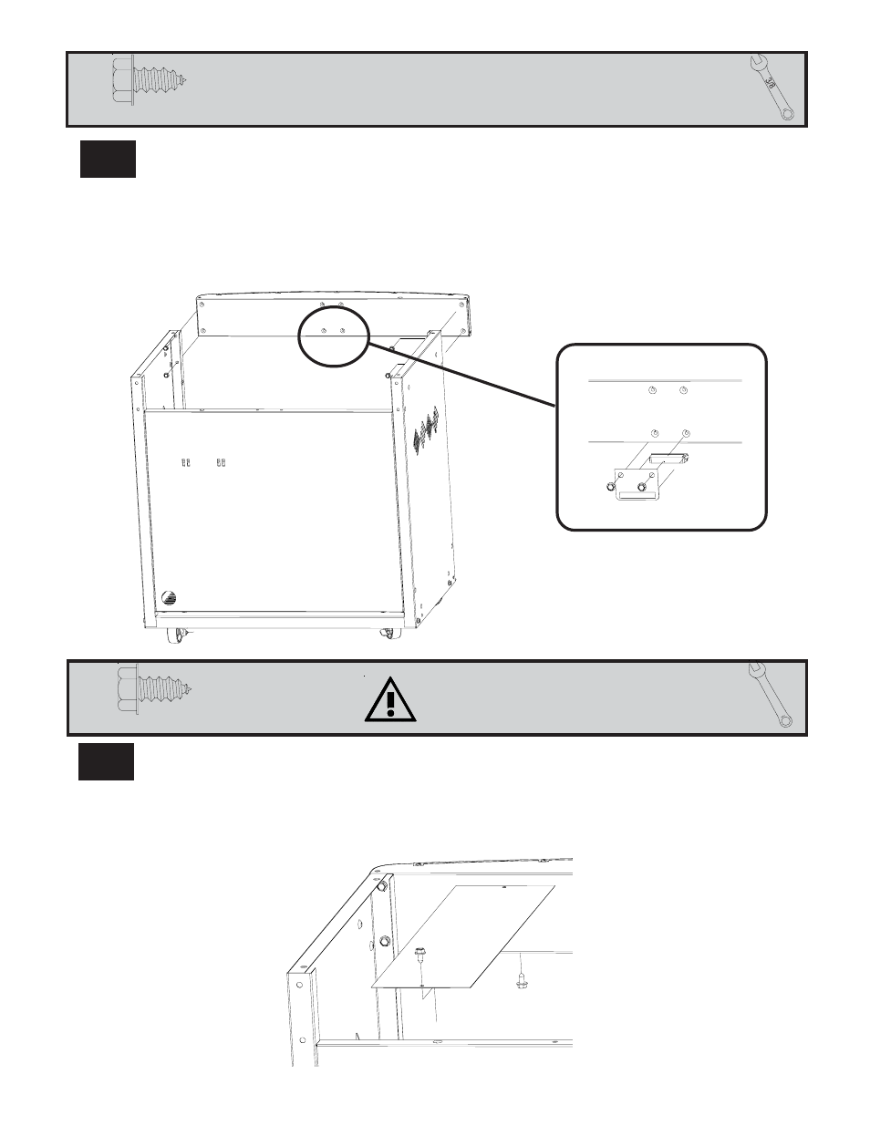 Front cabinet support installation 7, 8propane tank heat shield installation | Napoleon Grills MIRAGE 485 User Manual | Page 15 / 28