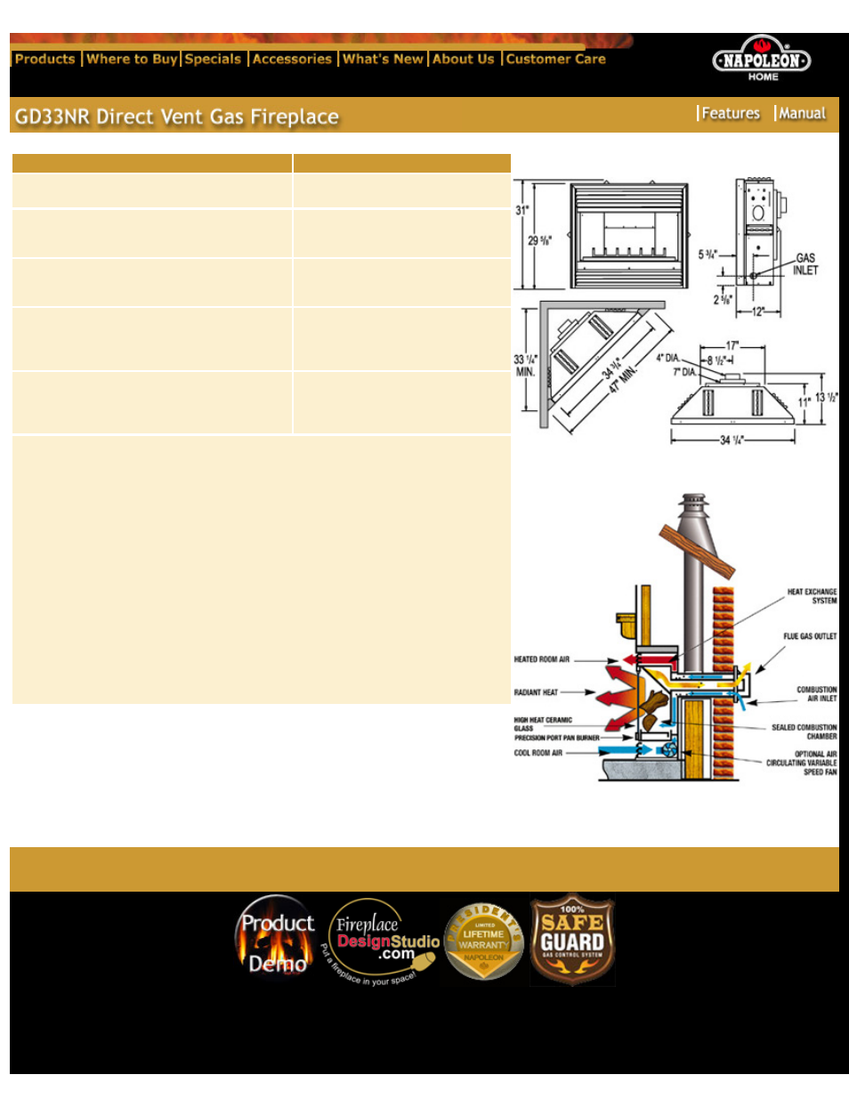 Napoleon Fireplaces GD33NR User Manual | 1 page