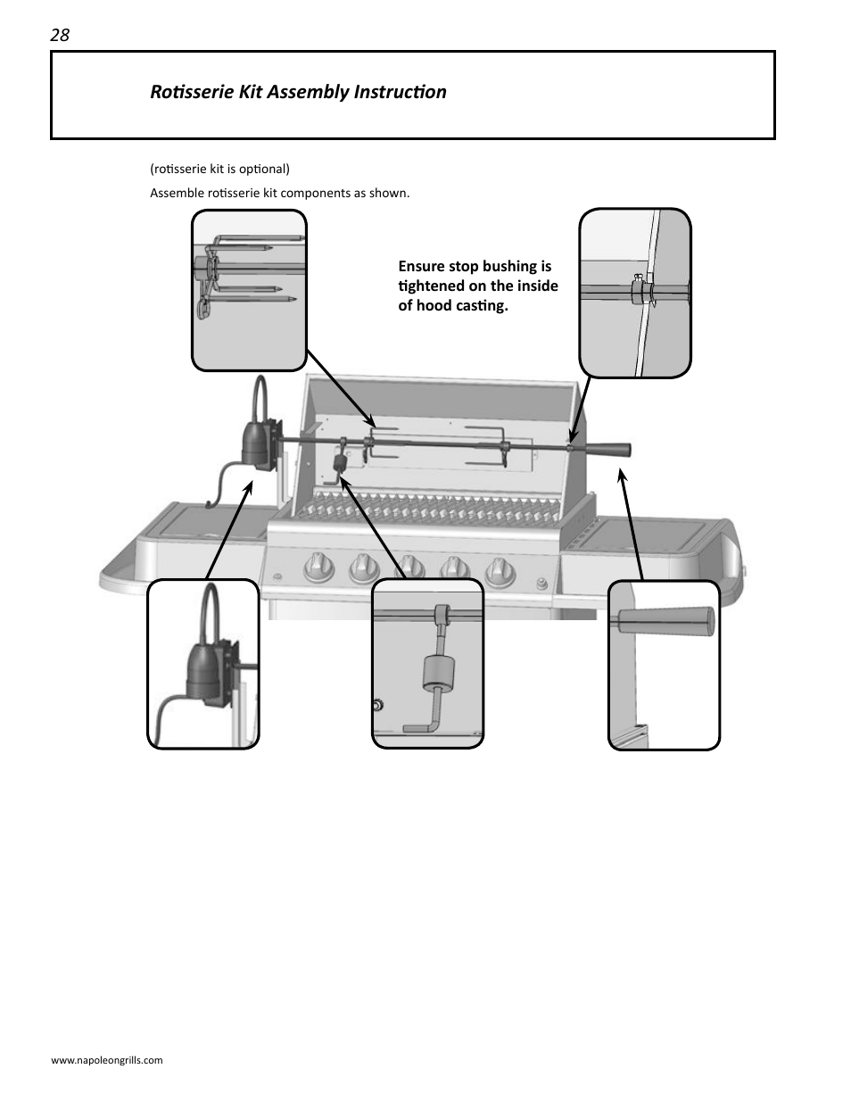Rotisserie kit assembly instruction | Napoleon Grills 485RSIB User Manual | Page 28 / 38