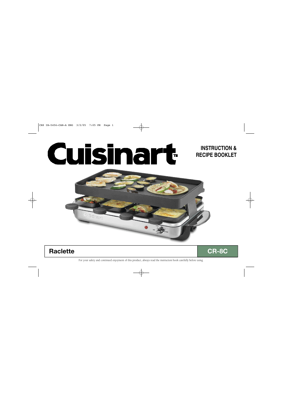 Cuisinart Raclette CR-8C User Manual | 18 pages