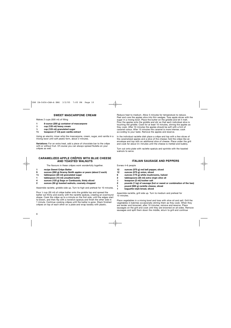 Cuisinart Raclette CR-8C User Manual | Page 10 / 18
