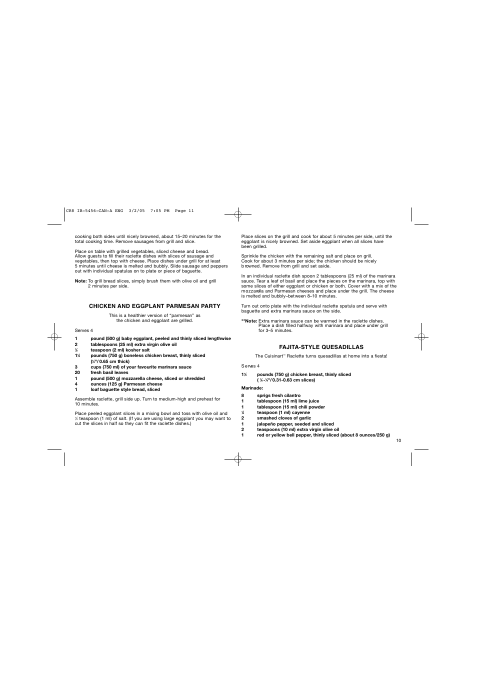 Cuisinart Raclette CR-8C User Manual | Page 11 / 18