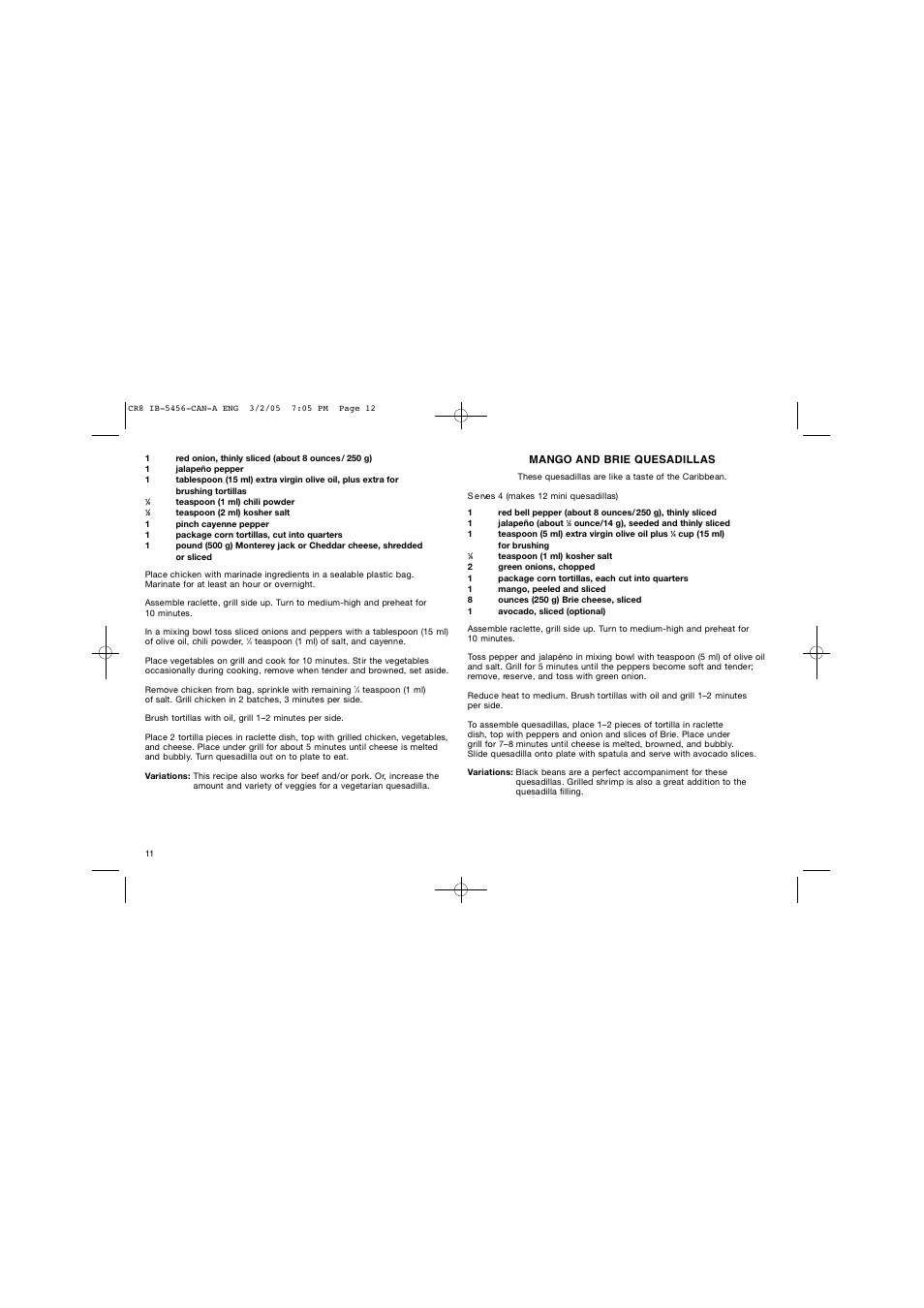 Cuisinart Raclette CR-8C User Manual | Page 12 / 18