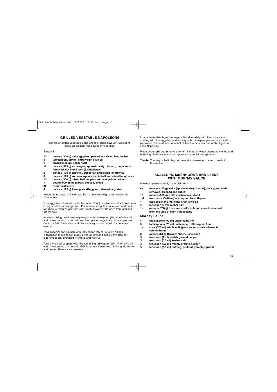 Cuisinart Raclette CR-8C User Manual | Page 13 / 18