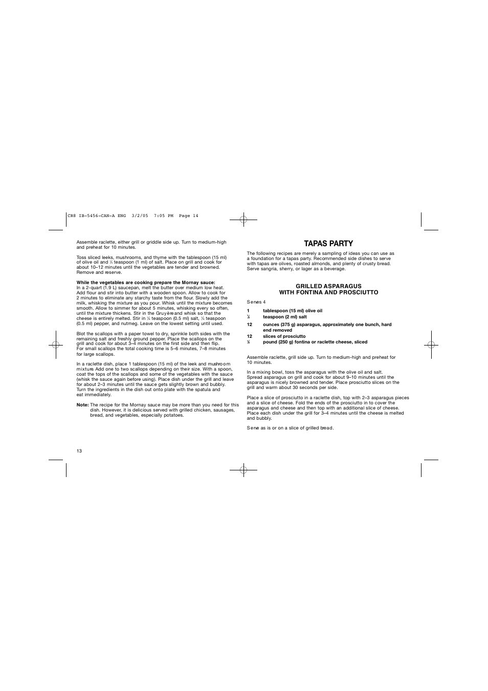 Tapas party | Cuisinart Raclette CR-8C User Manual | Page 14 / 18