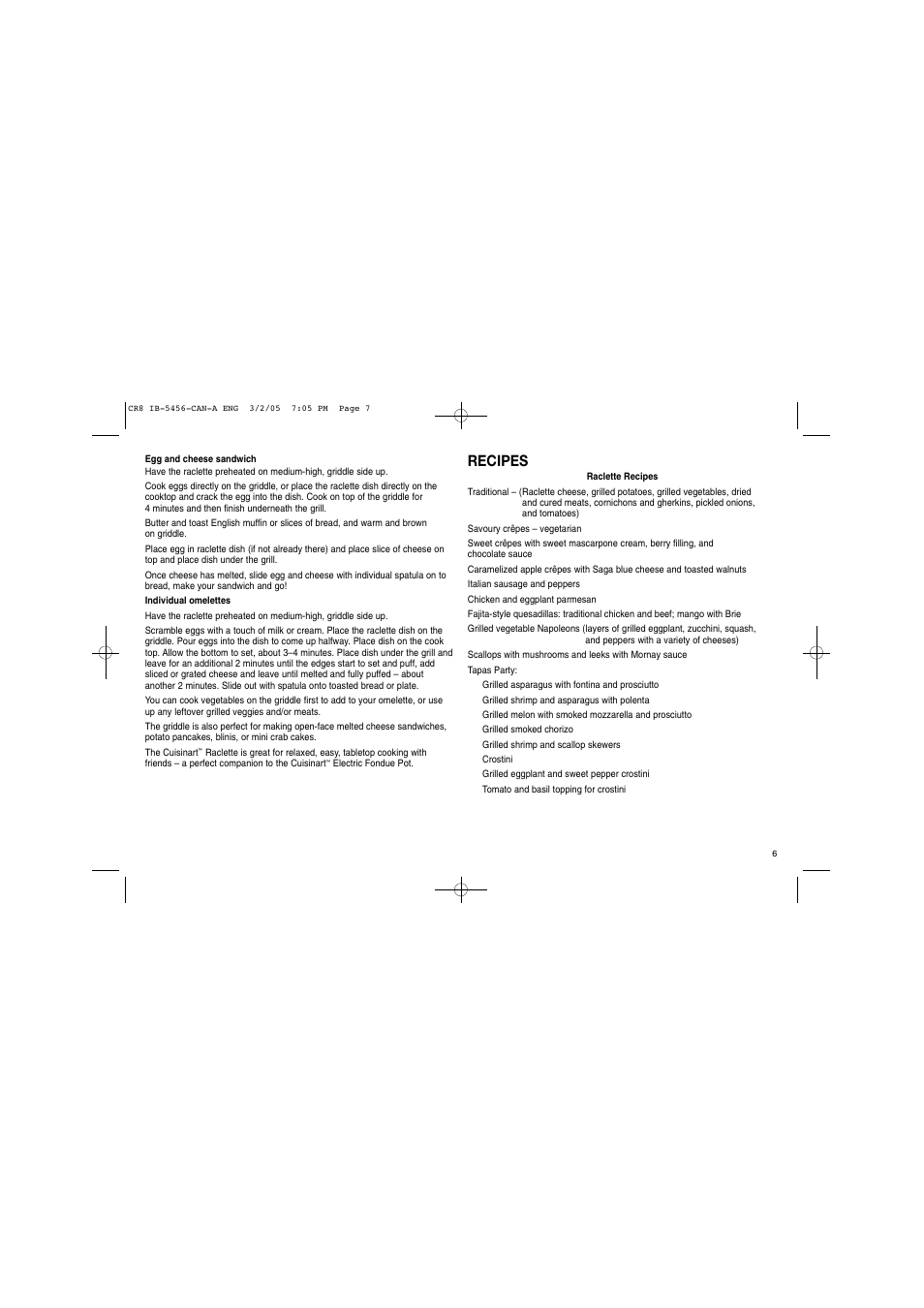 Recipes | Cuisinart Raclette CR-8C User Manual | Page 7 / 18