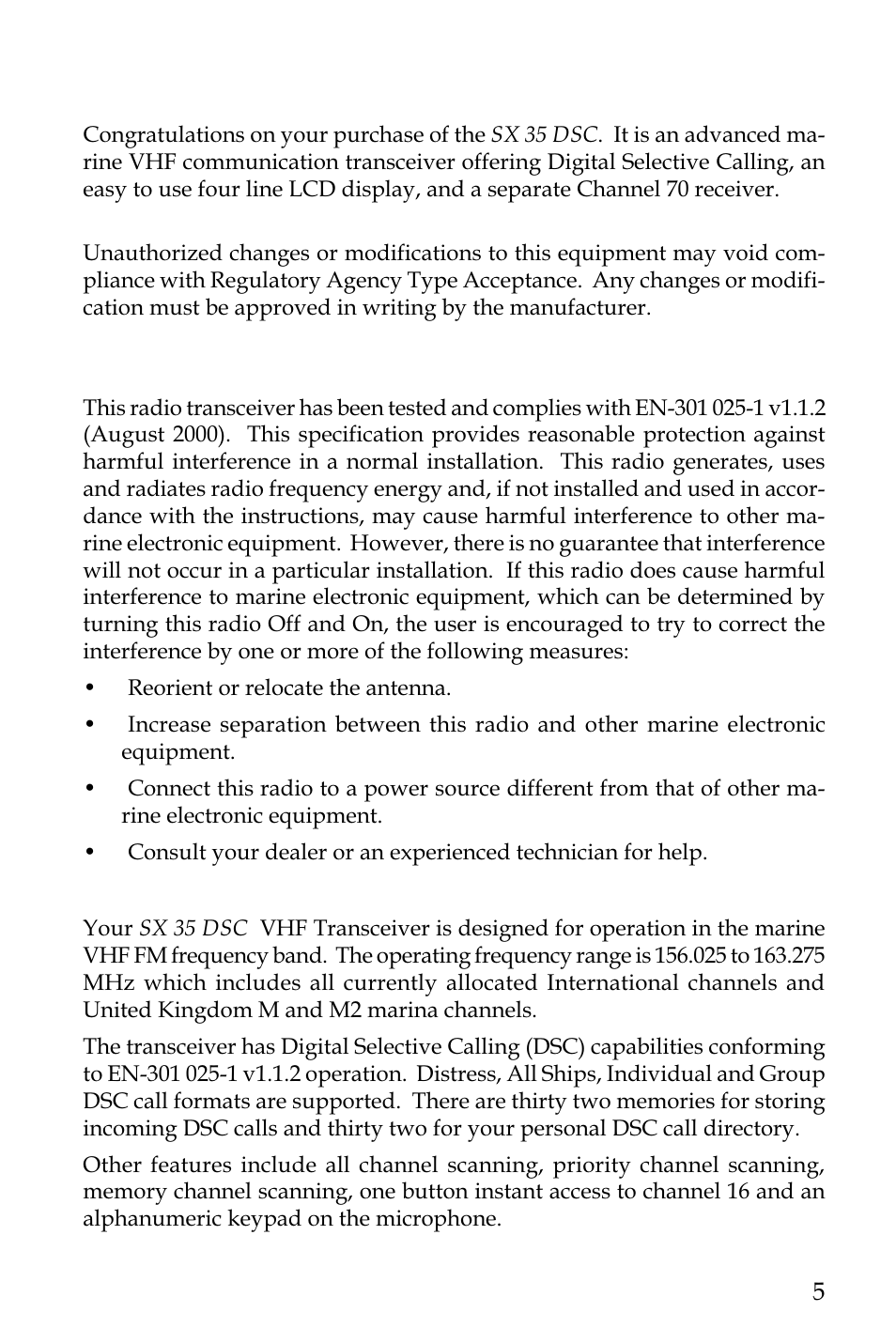 General information | NASA SX 35 DSC User Manual | Page 7 / 58