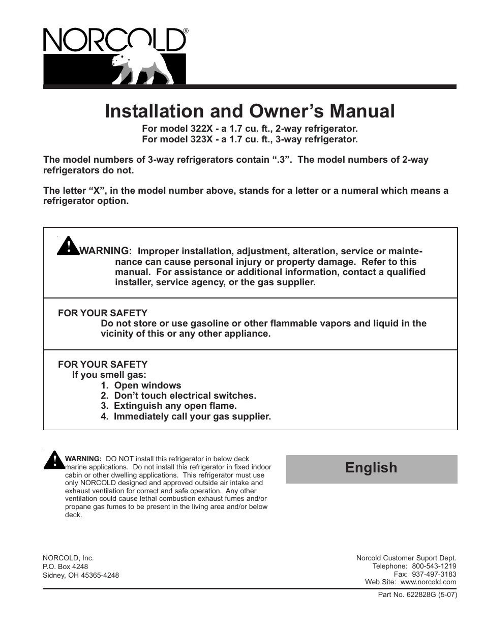 Norcold 323X User Manual | 17 pages