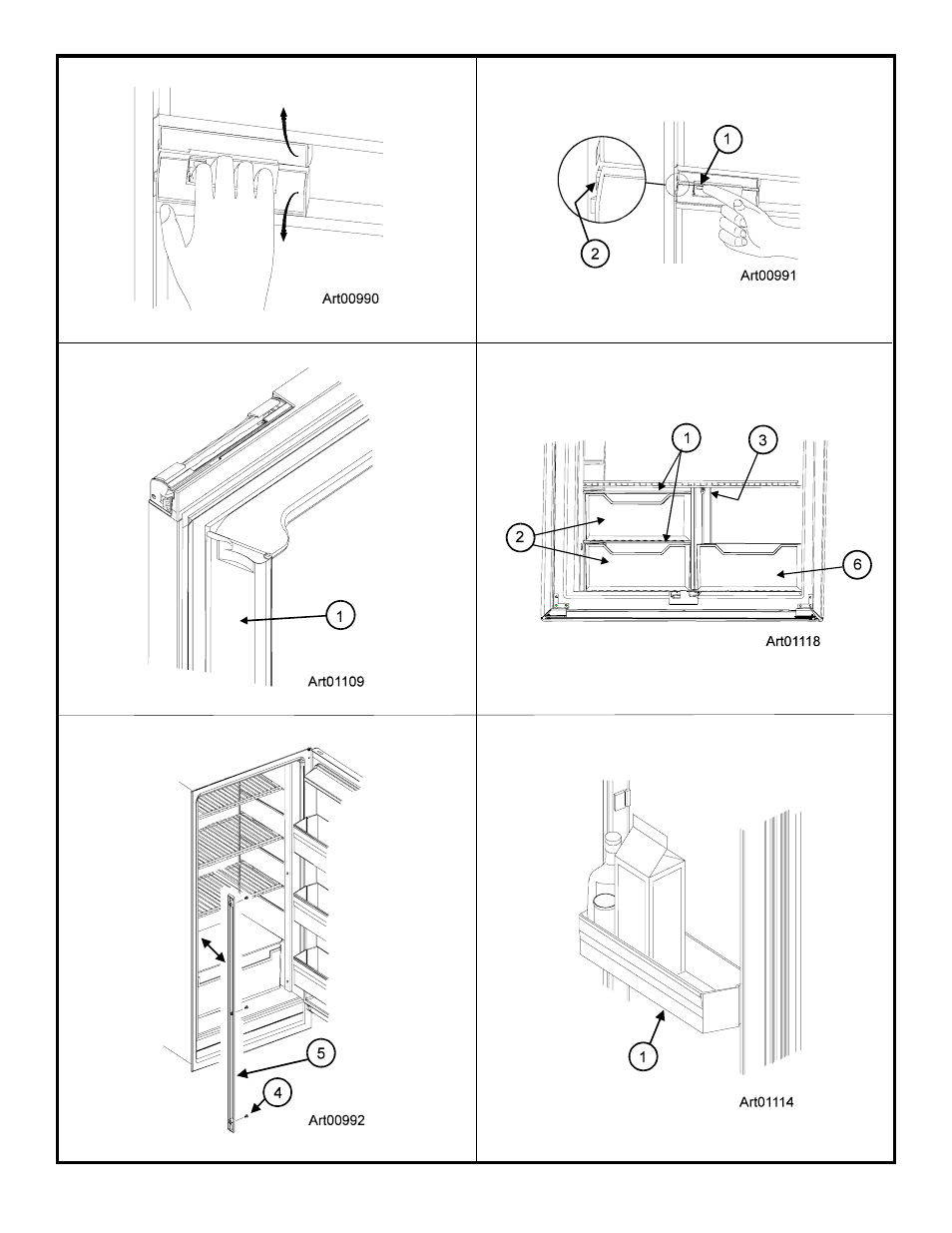 Graphic art00990, Graphic art00991, Graphic art01109 | Graphic art011108, Graphic art00992, Graphic art01114 | Norcold 120X User Manual | Page 15 / 18