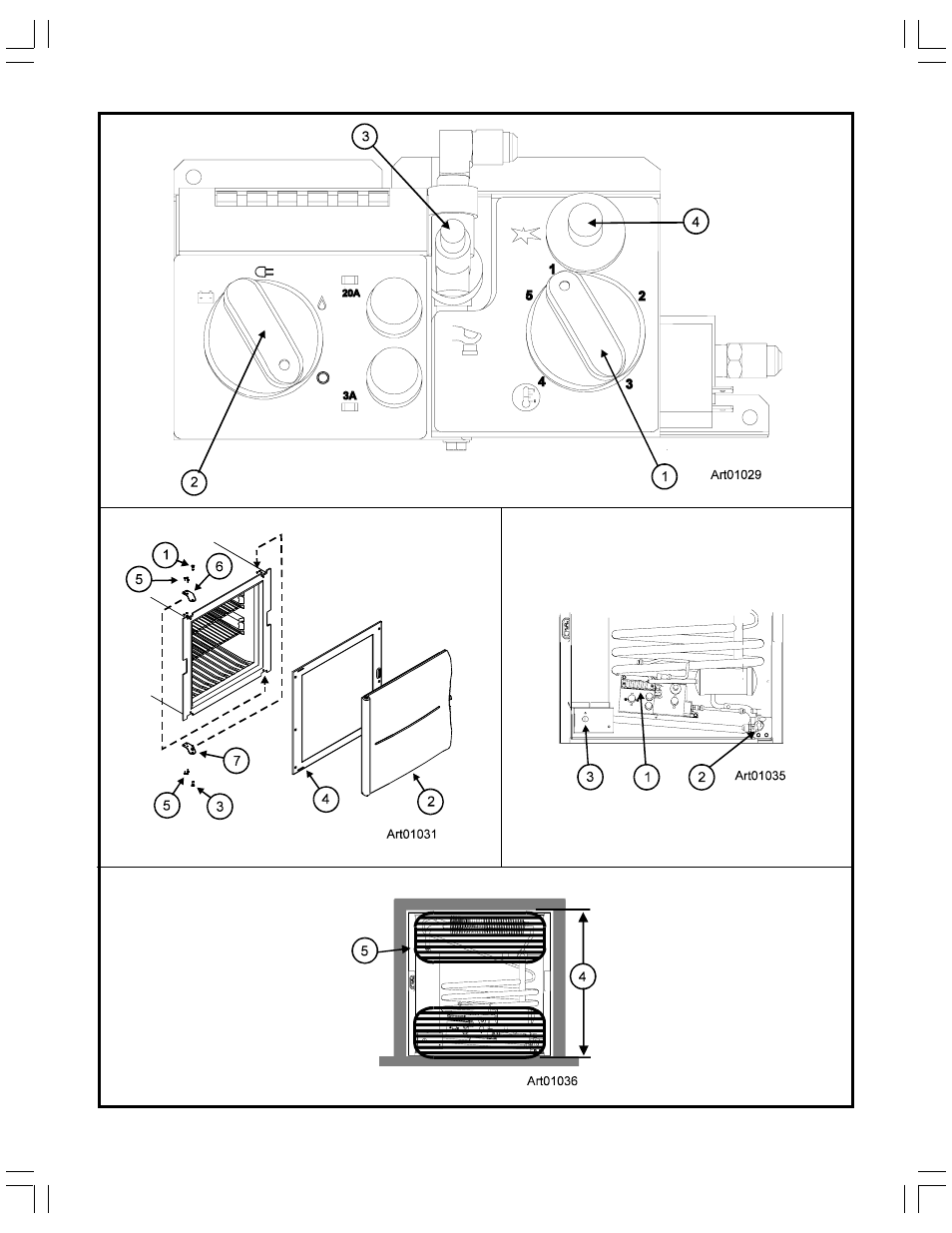 Graphic art01029, Graphic art01035, Graphic art01036 | Graphic art01031 | Norcold N260 User Manual | Page 16 / 17