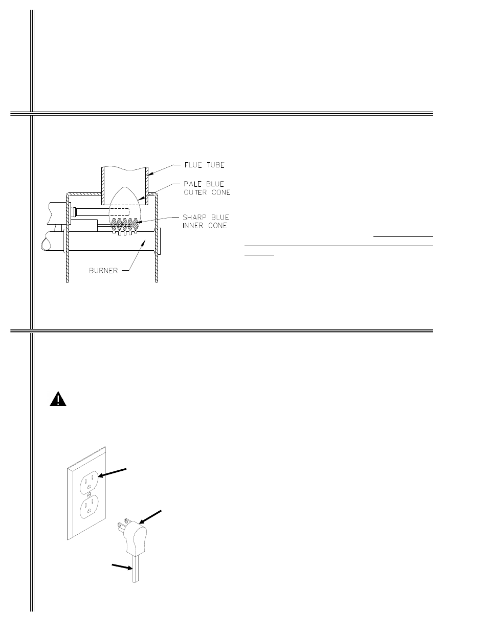 Safety test, Burner flame inspection, Ac connection | Warning | Thetford Norcold 1082 User Manual | Page 6 / 15