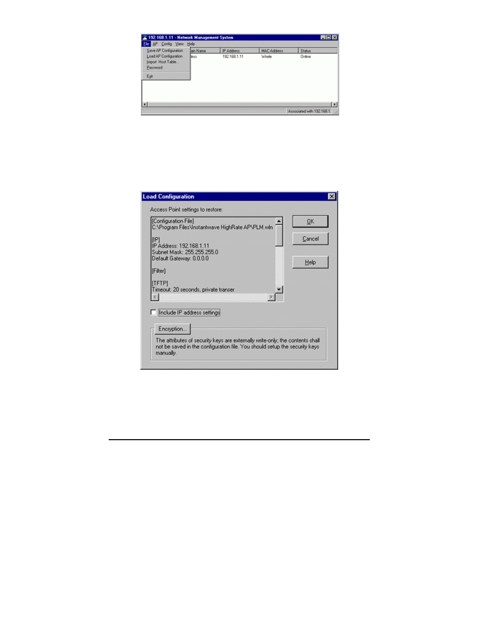 Loading the ap’s configuration from a file | NDC comm NWH650 User Manual | Page 49 / 61