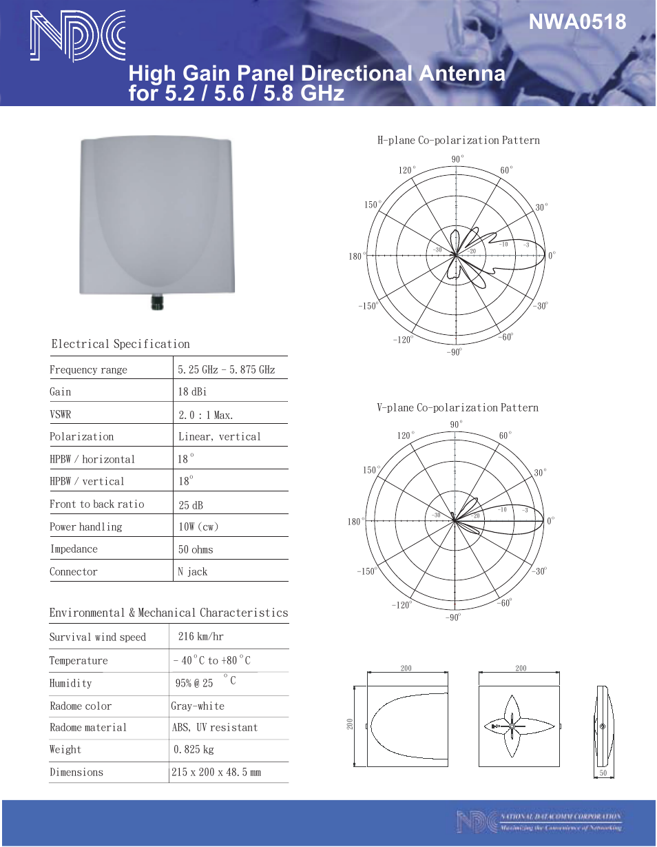 NDC comm NWA0518 User Manual | 1 page