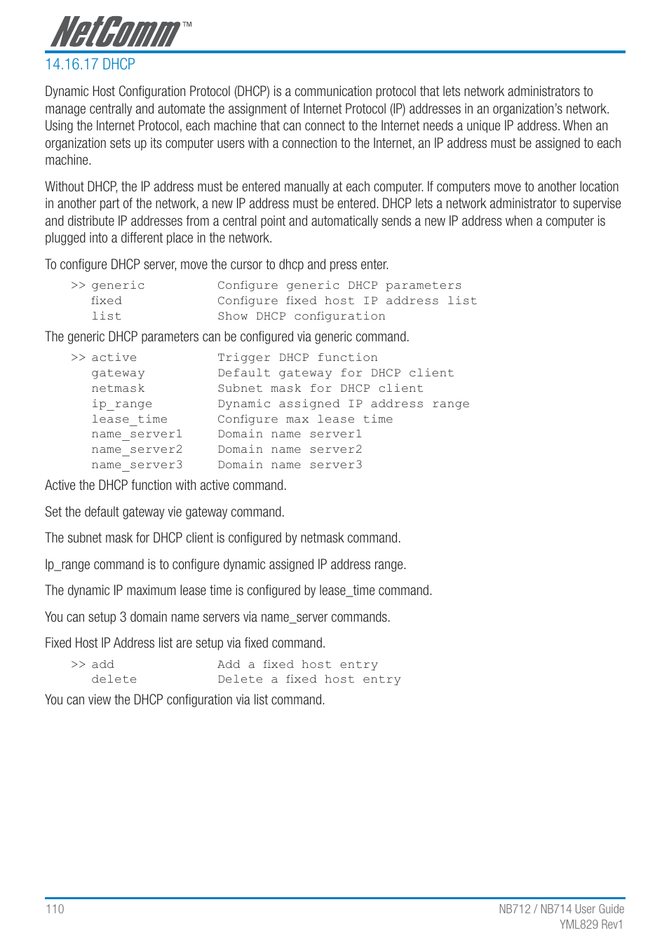 17 dhcp | NetComm G.SHDSL 4-port Security Modem Routers NB712 User Manual | Page 110 / 117