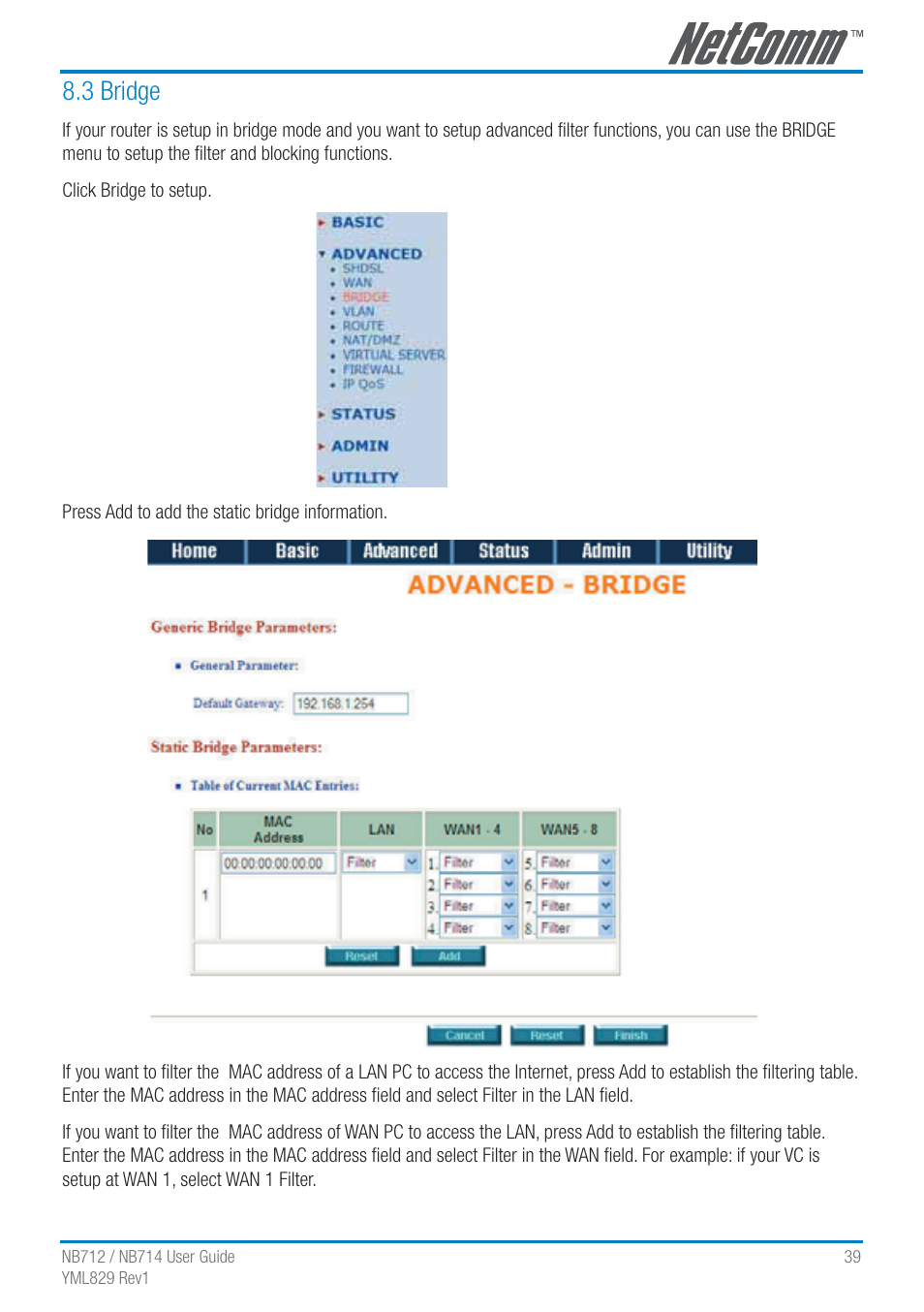 3 bridge | NetComm G.SHDSL 4-port Security Modem Routers NB712 User Manual | Page 39 / 117