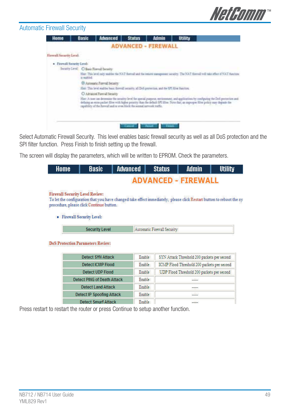 NetComm G.SHDSL 4-port Security Modem Routers NB712 User Manual | Page 49 / 117