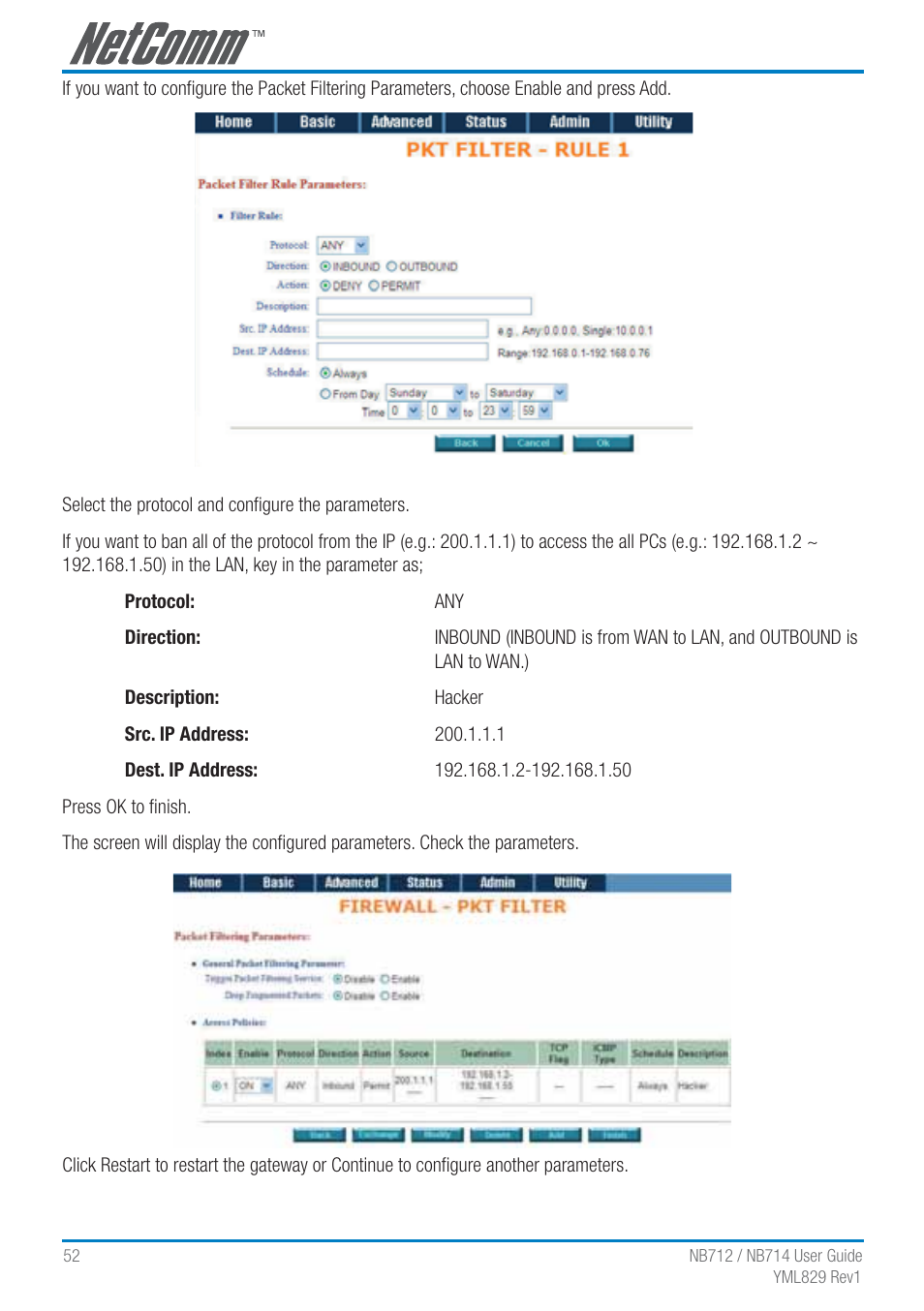 NetComm G.SHDSL 4-port Security Modem Routers NB712 User Manual | Page 52 / 117