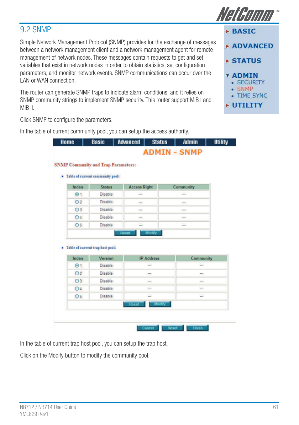 2 snmp | NetComm G.SHDSL 4-port Security Modem Routers NB712 User Manual | Page 61 / 117