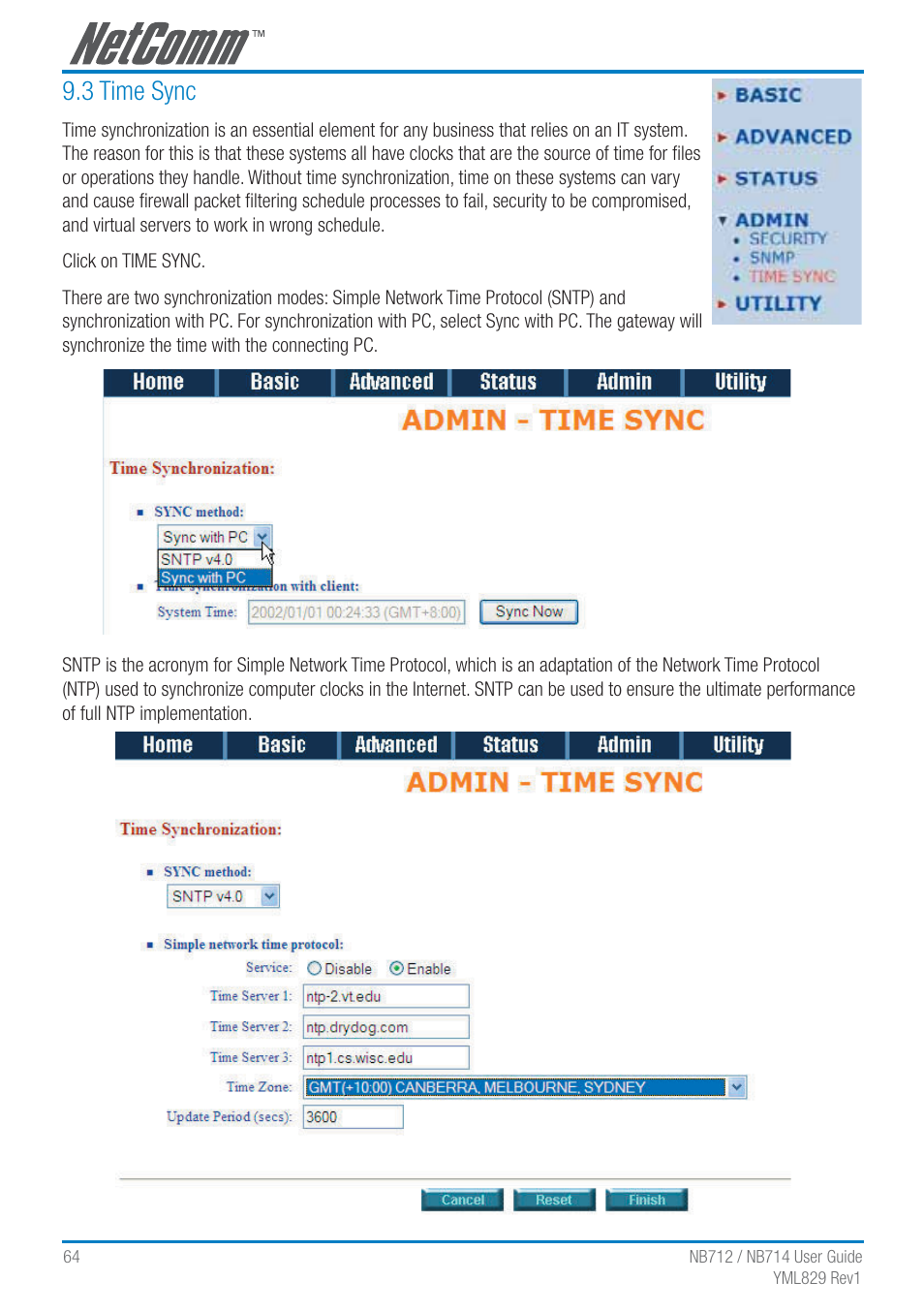 3 time sync | NetComm G.SHDSL 4-port Security Modem Routers NB712 User Manual | Page 64 / 117