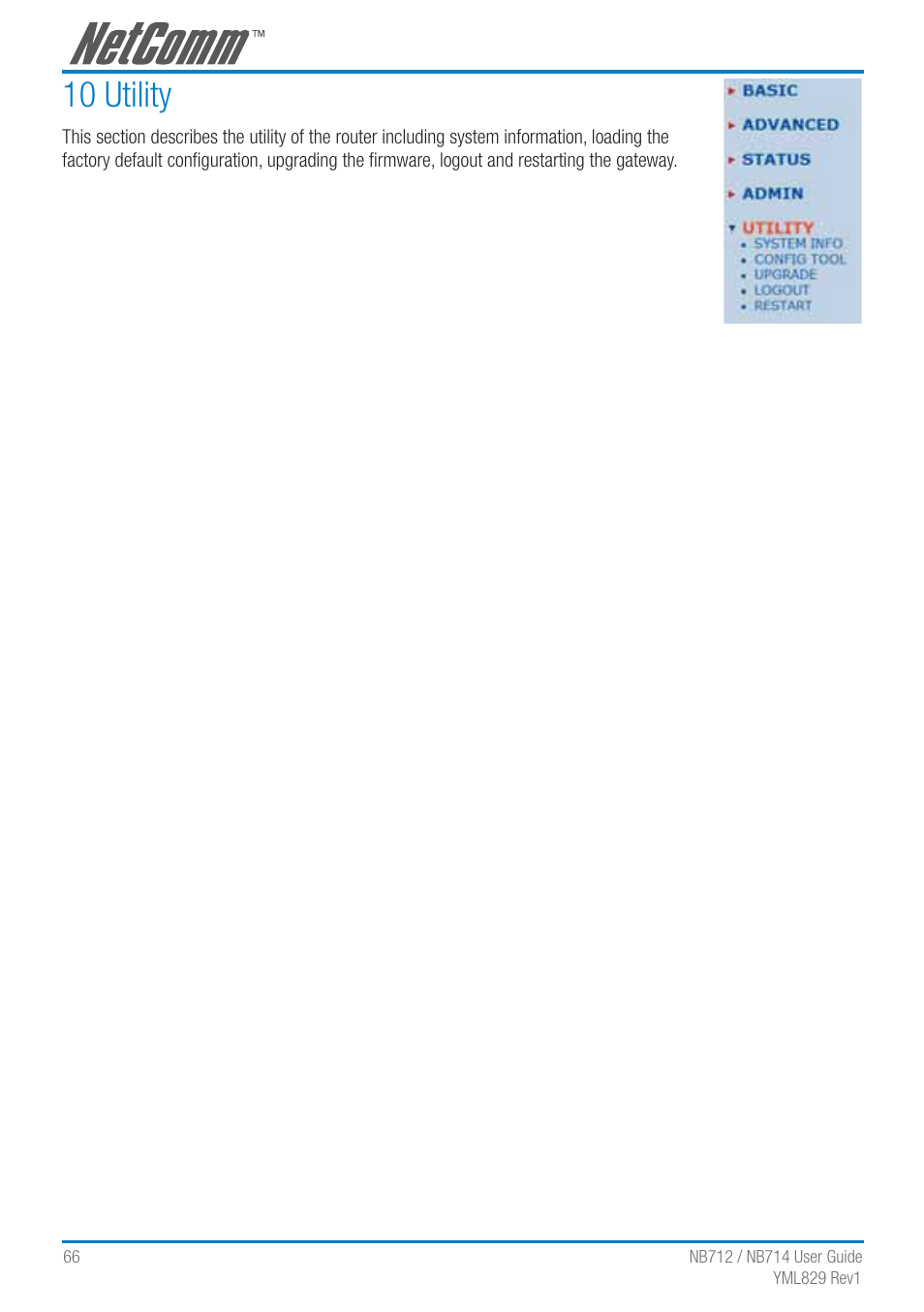 10 utility | NetComm G.SHDSL 4-port Security Modem Routers NB712 User Manual | Page 66 / 117
