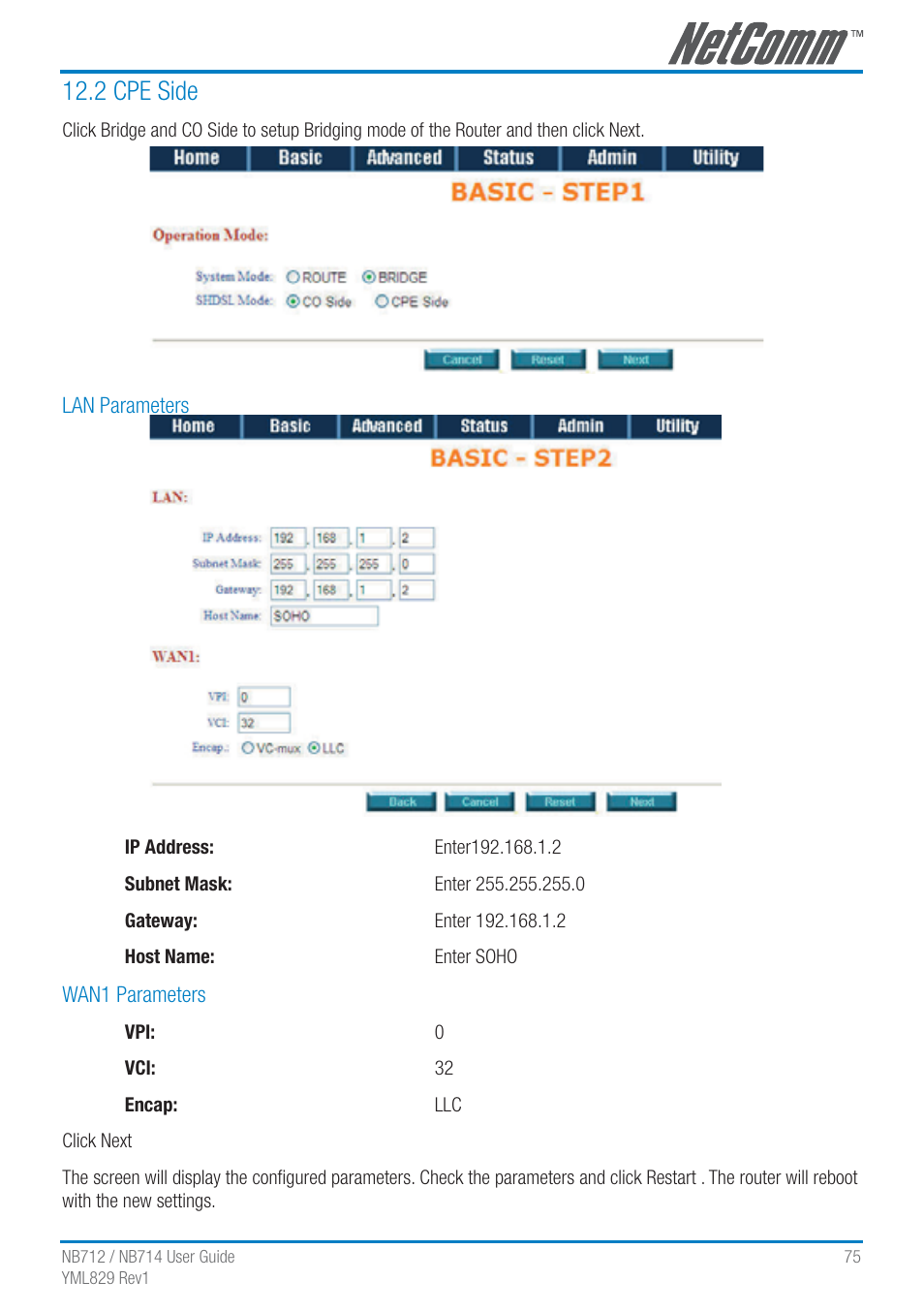 2 cpe side | NetComm G.SHDSL 4-port Security Modem Routers NB712 User Manual | Page 75 / 117