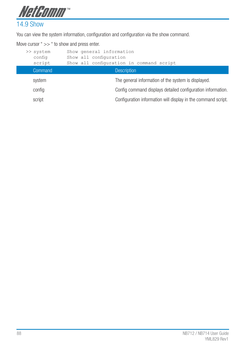 9 show | NetComm G.SHDSL 4-port Security Modem Routers NB712 User Manual | Page 88 / 117