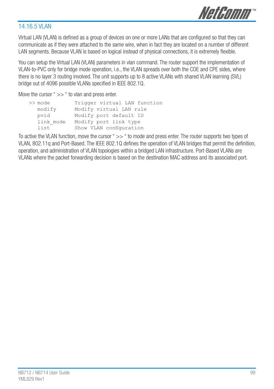 5 vlan | NetComm G.SHDSL 4-port Security Modem Routers NB712 User Manual | Page 99 / 117