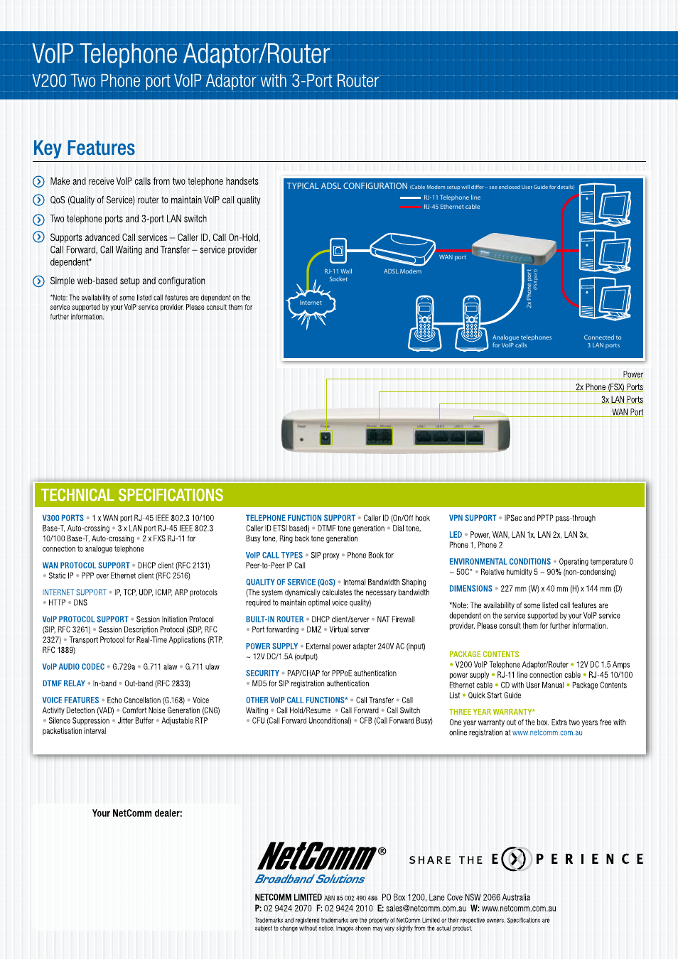 NetComm V200 User Manual | Page 2 / 2