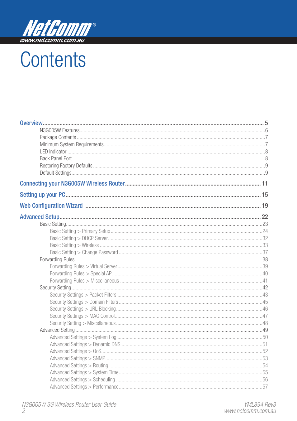 NetComm 3G Wireless Router User N3G005W User Manual | Page 2 / 80