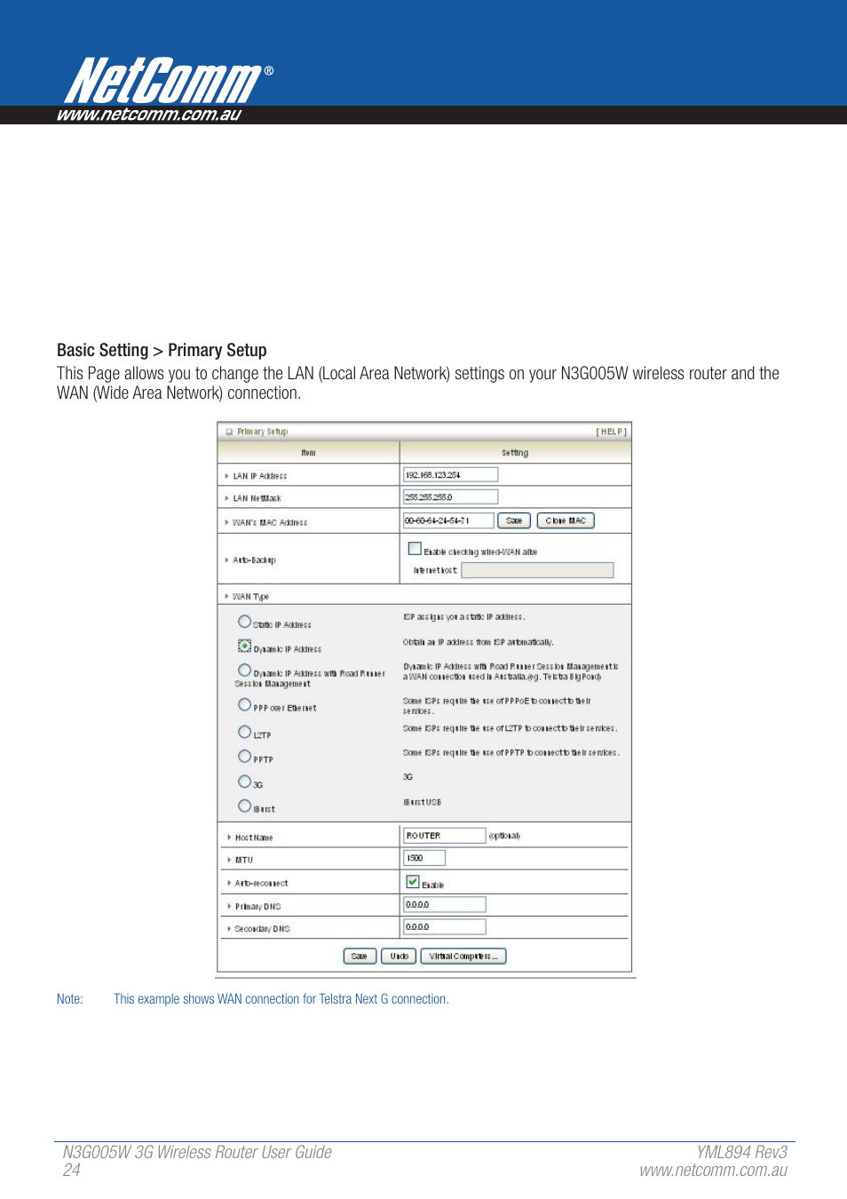 NetComm 3G Wireless Router User N3G005W User Manual | Page 24 / 80