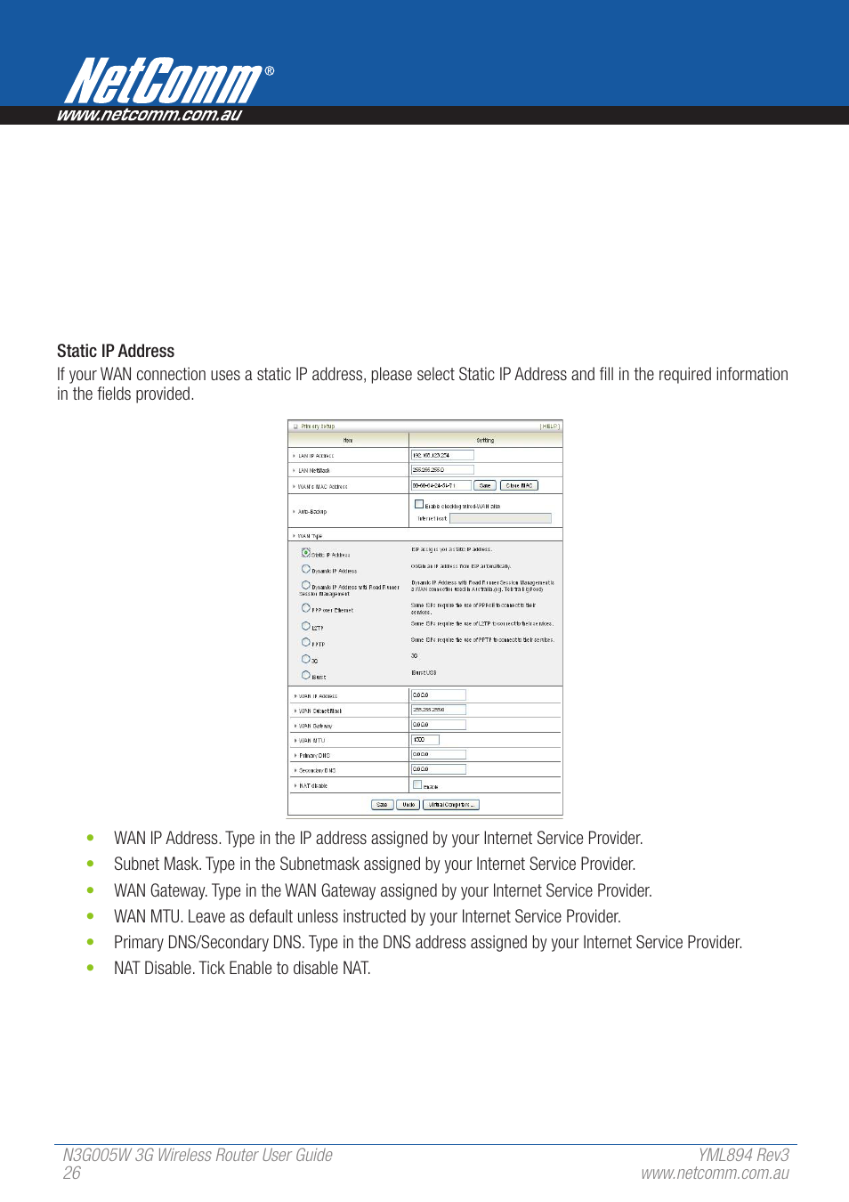 NetComm 3G Wireless Router User N3G005W User Manual | Page 26 / 80