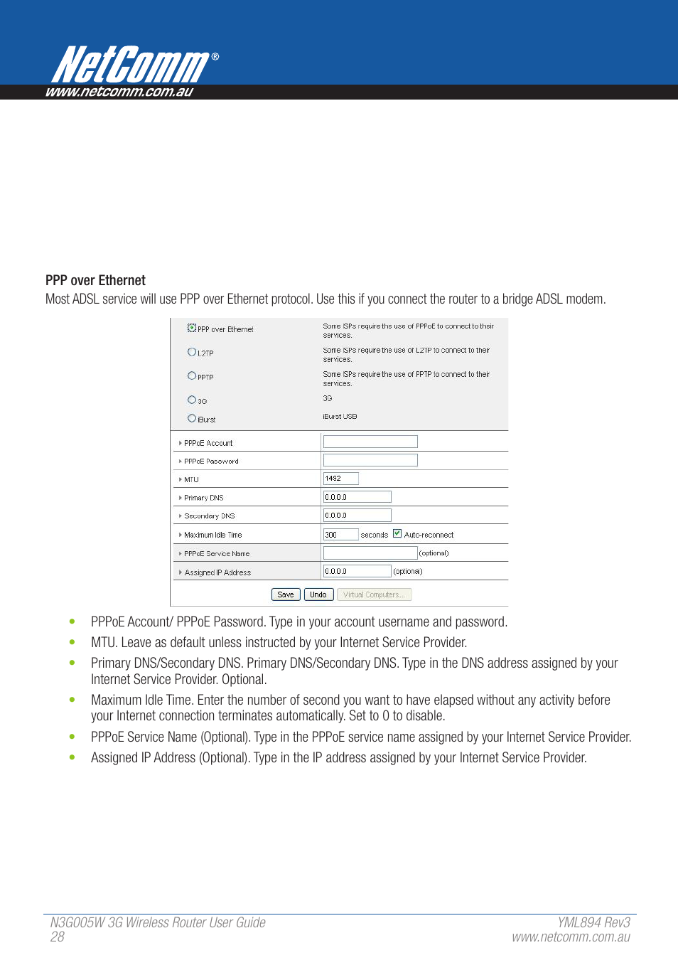 NetComm 3G Wireless Router User N3G005W User Manual | Page 28 / 80