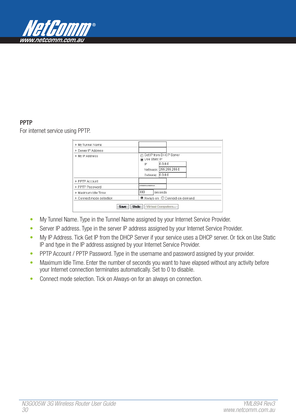 NetComm 3G Wireless Router User N3G005W User Manual | Page 30 / 80