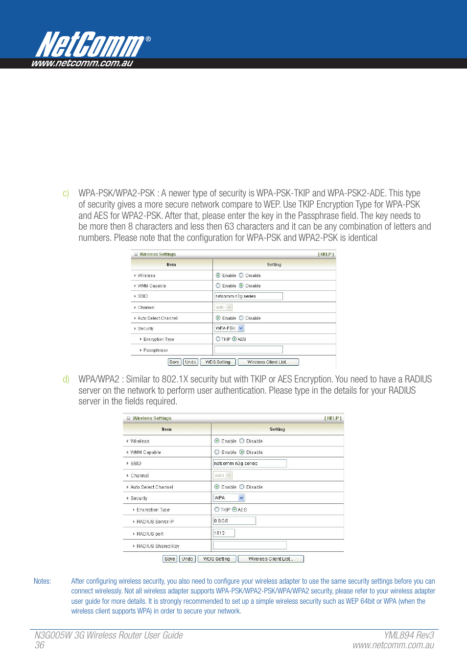 NetComm 3G Wireless Router User N3G005W User Manual | Page 36 / 80
