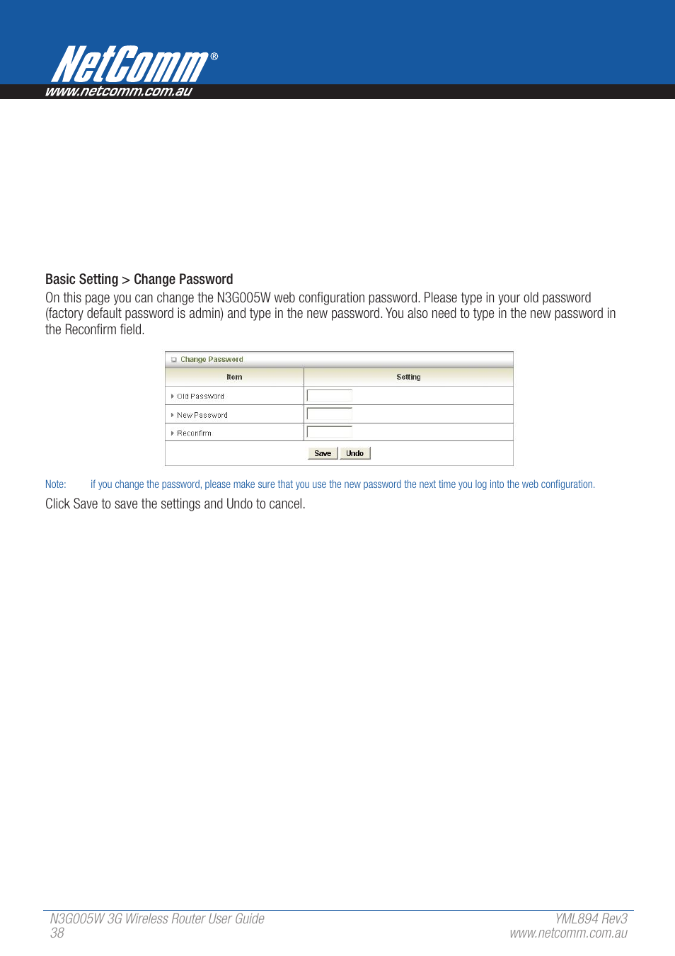 NetComm 3G Wireless Router User N3G005W User Manual | Page 38 / 80