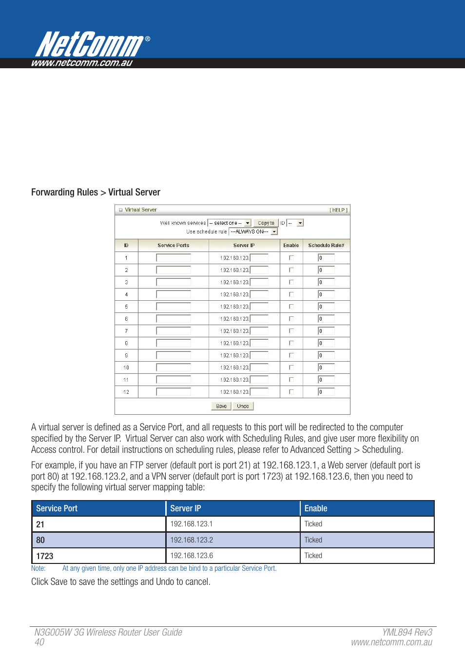 NetComm 3G Wireless Router User N3G005W User Manual | Page 40 / 80