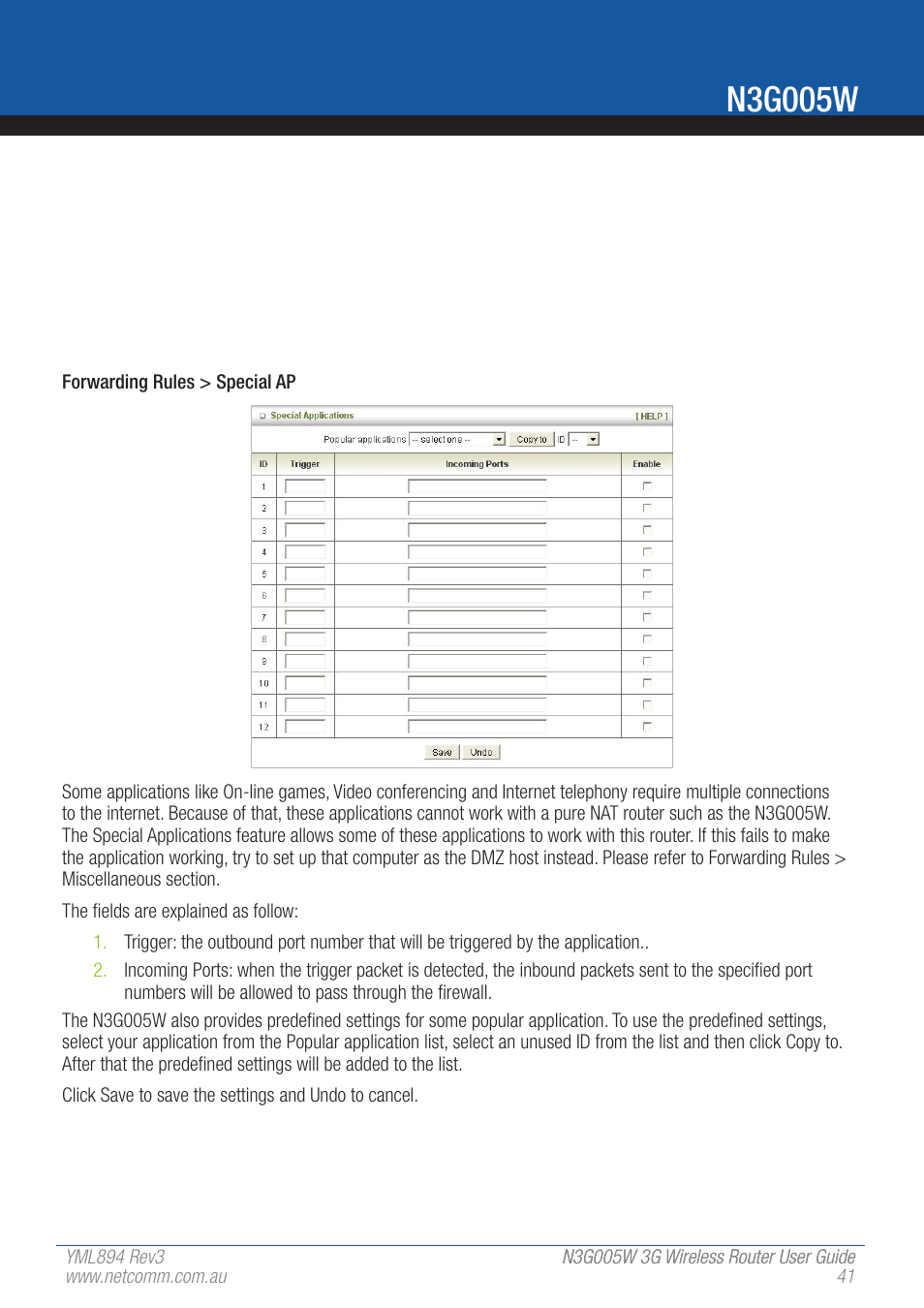 N3g005w | NetComm 3G Wireless Router User N3G005W User Manual | Page 41 / 80