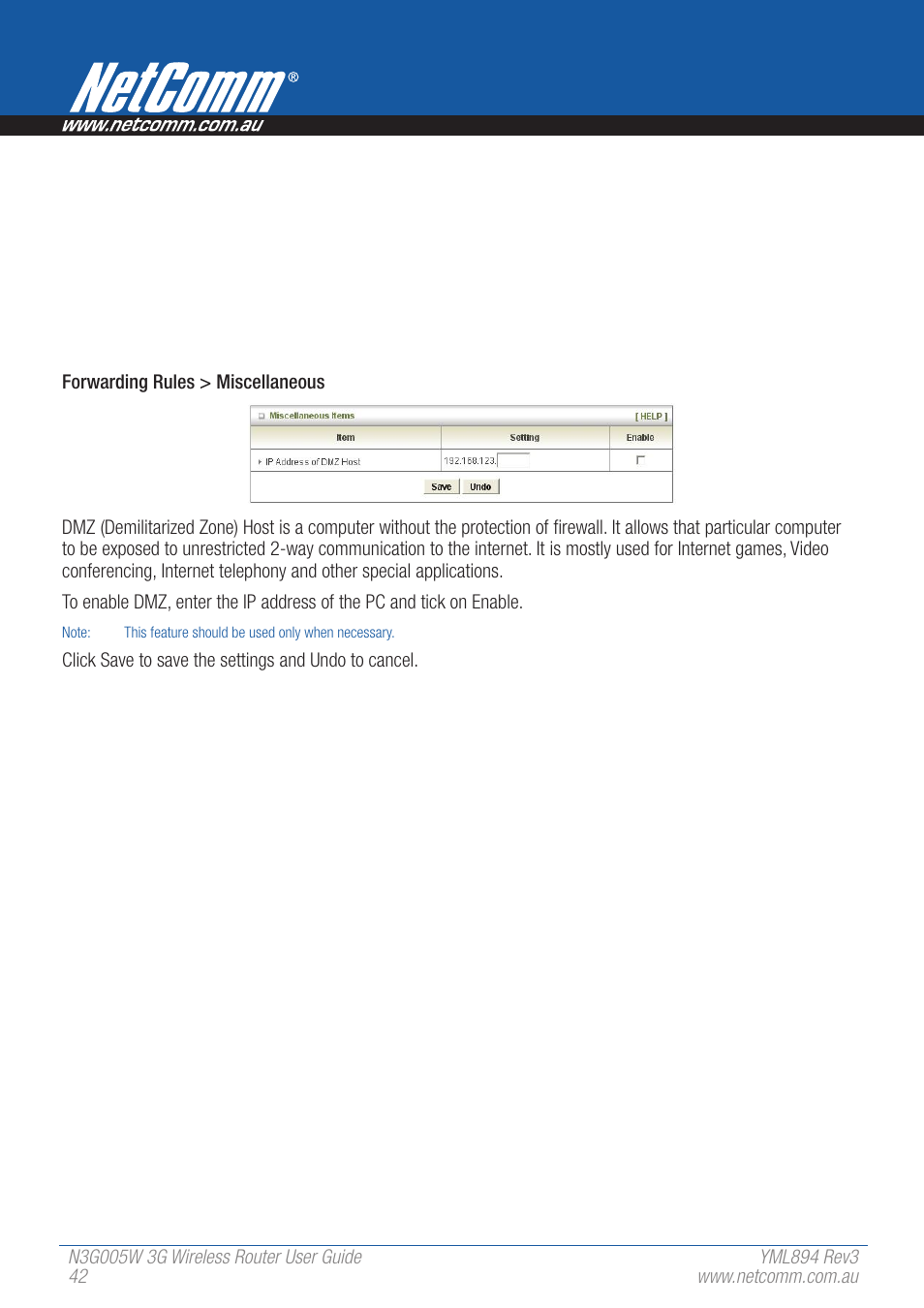 NetComm 3G Wireless Router User N3G005W User Manual | Page 42 / 80