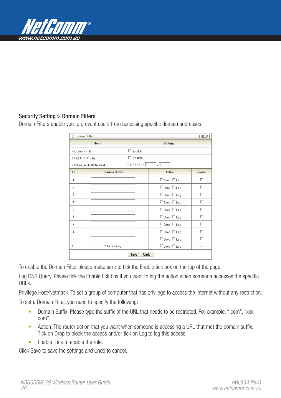 NetComm 3G Wireless Router User N3G005W User Manual | Page 46 / 80