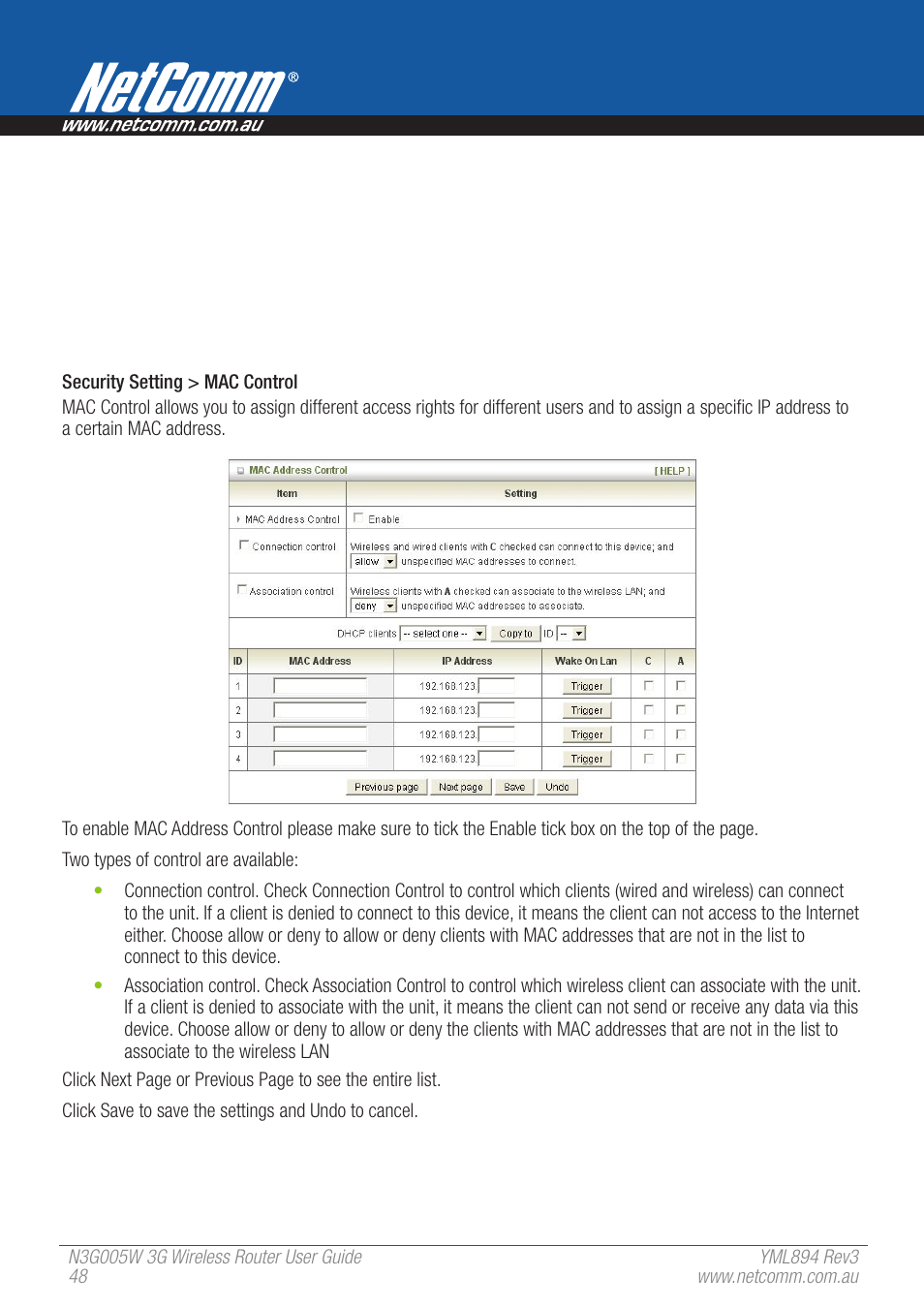 NetComm 3G Wireless Router User N3G005W User Manual | Page 48 / 80