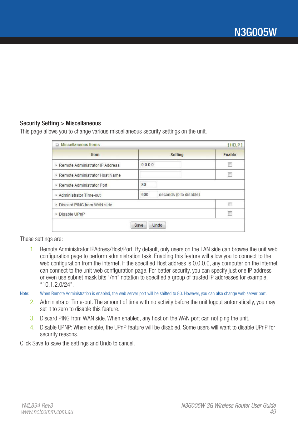 N3g005w | NetComm 3G Wireless Router User N3G005W User Manual | Page 49 / 80