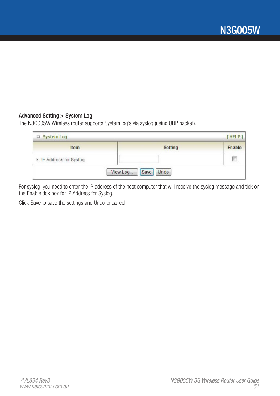 N3g005w | NetComm 3G Wireless Router User N3G005W User Manual | Page 51 / 80