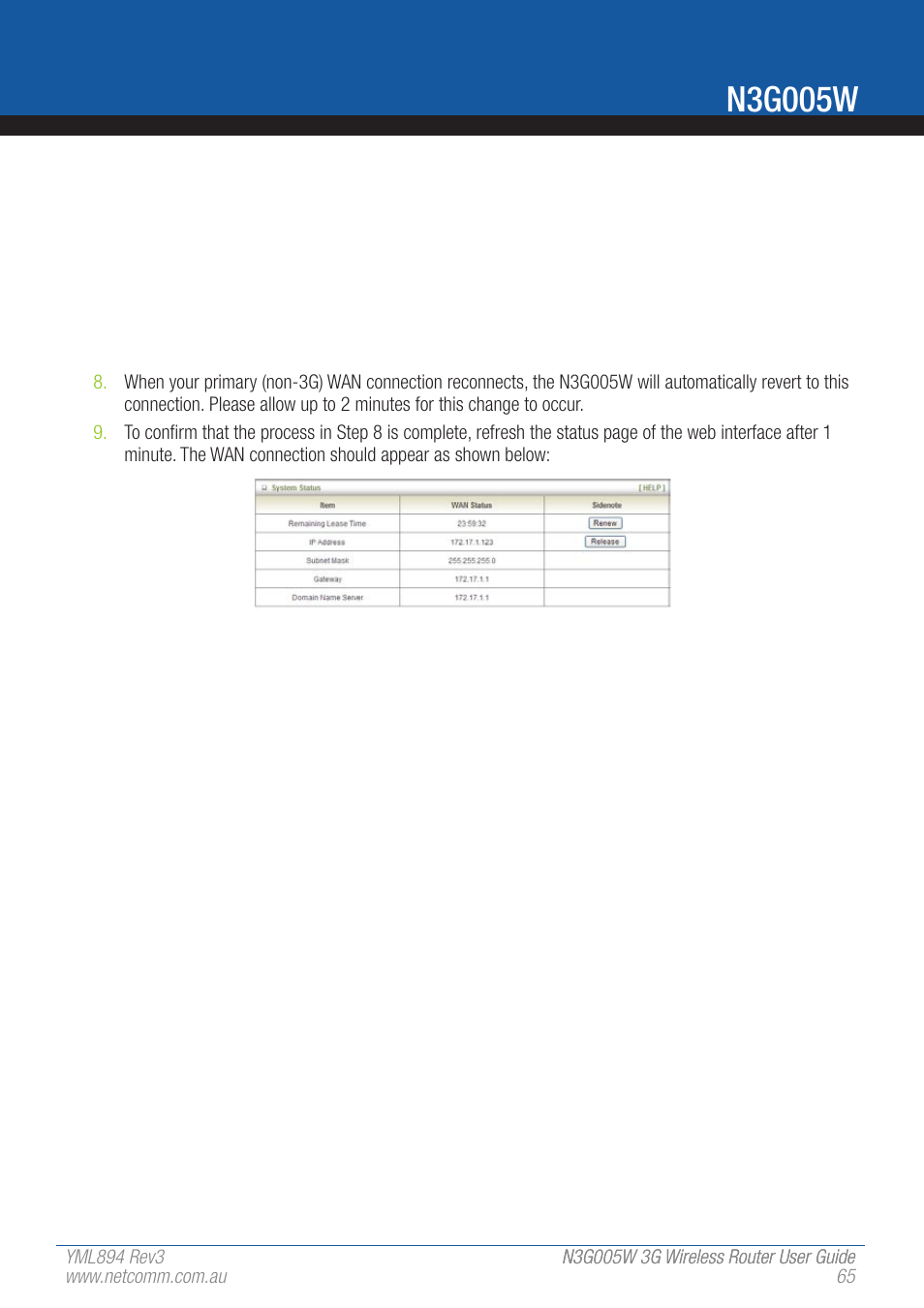 N3g005w | NetComm 3G Wireless Router User N3G005W User Manual | Page 65 / 80