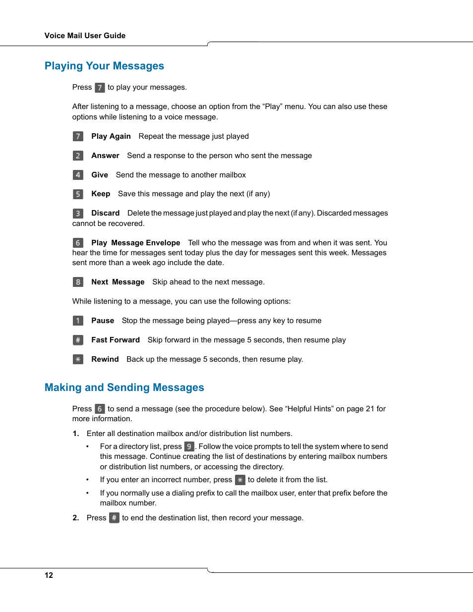 Playing your messages, Making and sending messages, Playing your messages making and sending messages | NetComm 3100 User Manual | Page 12 / 22