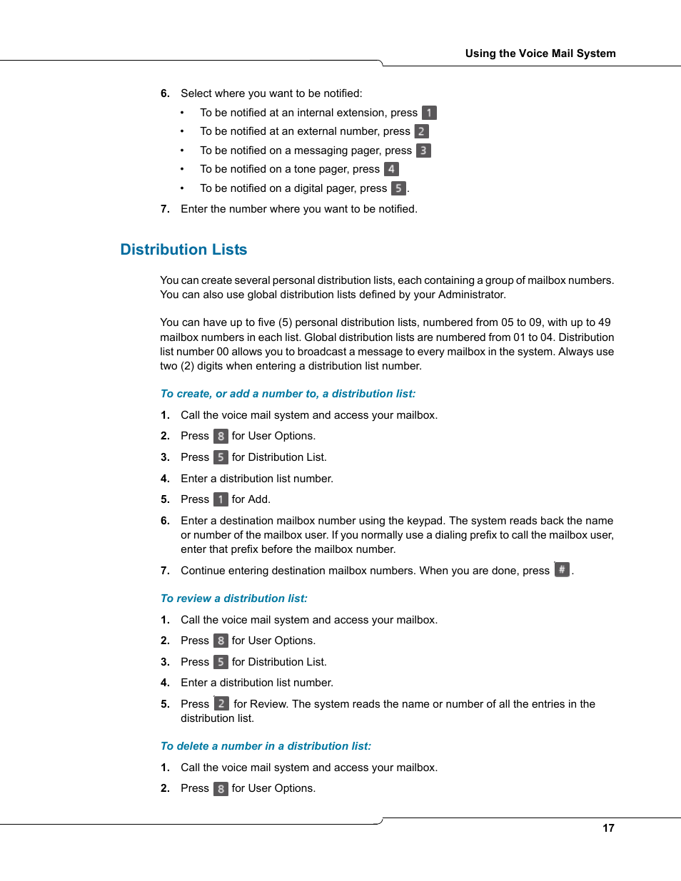 Distribution lists | NetComm 3100 User Manual | Page 17 / 22