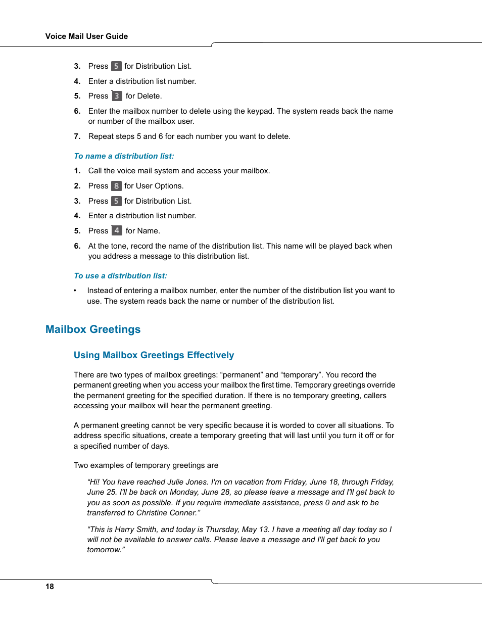 Mailbox greetings | NetComm 3100 User Manual | Page 18 / 22