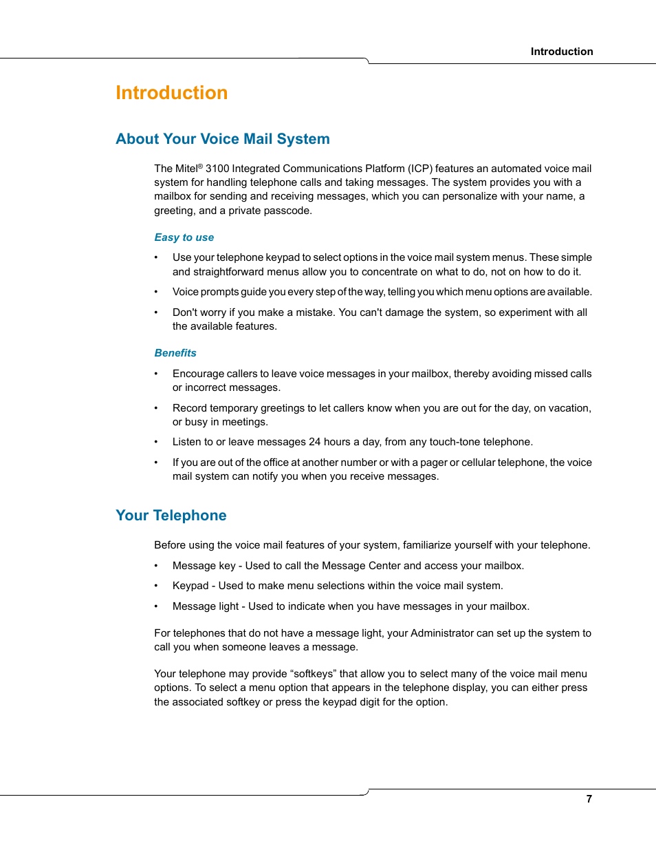 Introduction, About your voice mail system, Your telephone | About your voice mail system your telephone | NetComm 3100 User Manual | Page 7 / 22