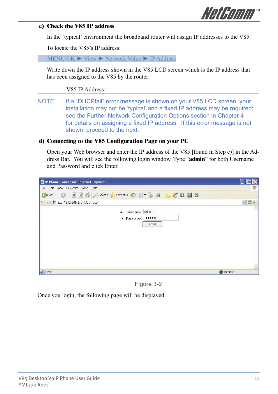 NetComm V85 User Manual | Page 11 / 61